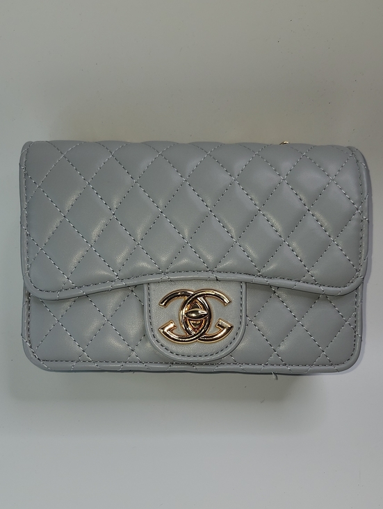 No brand Handbags - Crossbody Quilted Mini Flap in Light Gray with Gold Hardware